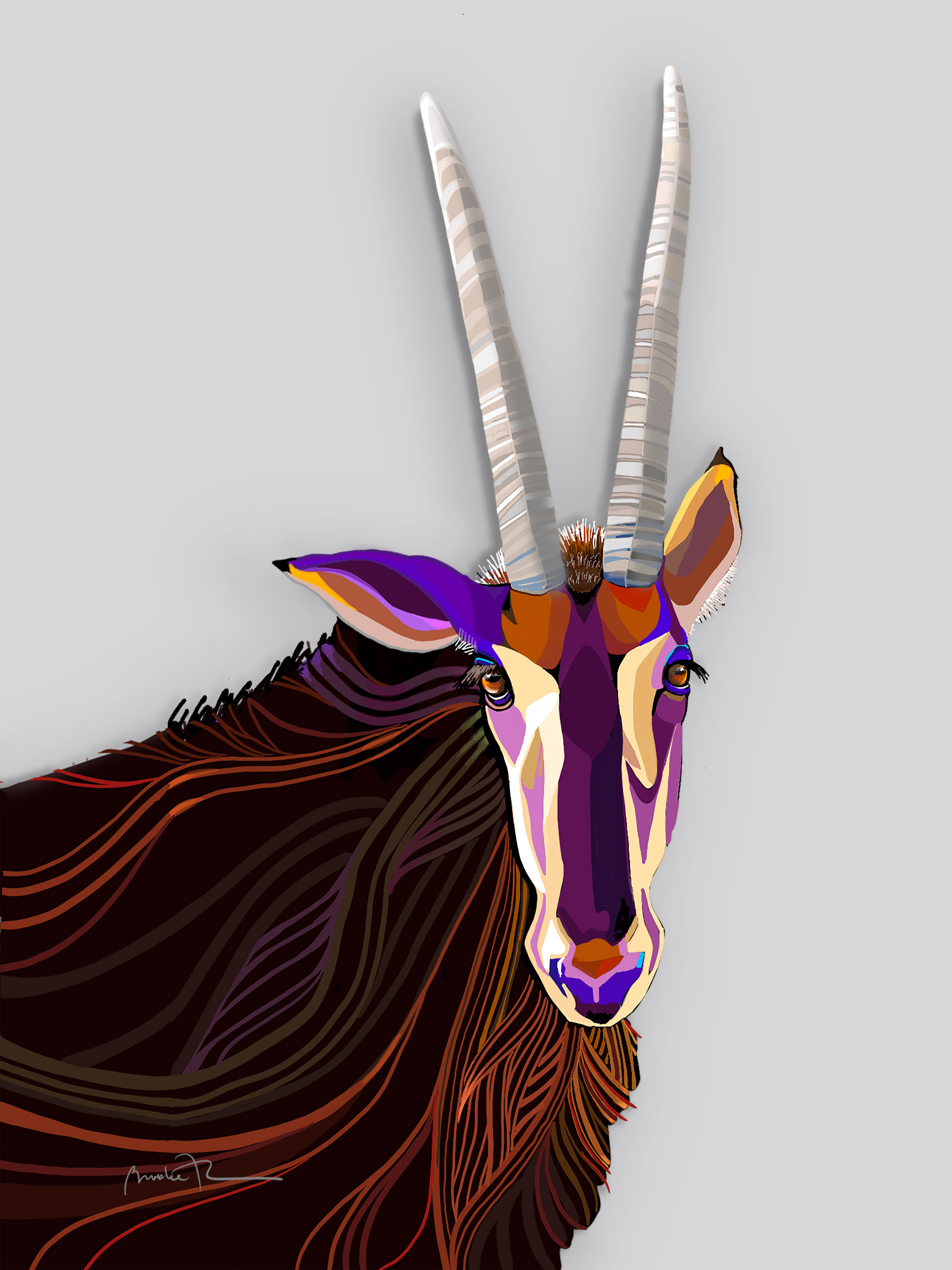 Sable Antelope Digital Illustration
